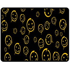 Face Smile Bored Mask Yellow Black Double Sided Fleece Blanket (medium)  by Mariart