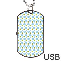 Blue Yellow Star Sunflower Flower Floral Dog Tag Usb Flash (two Sides) by Mariart