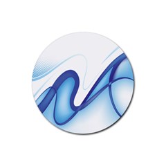 Glittering Abstract Lines Blue Wave Chefron Rubber Round Coaster (4 Pack)  by Mariart
