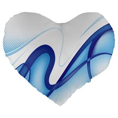Glittering Abstract Lines Blue Wave Chefron Large 19  Premium Flano Heart Shape Cushions by Mariart