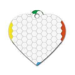 Hex Grid Plaid Green Yellow Blue Orange White Dog Tag Heart (one Side) by Mariart