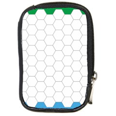 Hex Grid Plaid Green Yellow Blue Orange White Compact Camera Cases