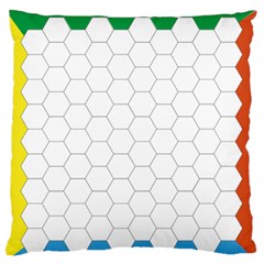 Hex Grid Plaid Green Yellow Blue Orange White Large Flano Cushion Case (one Side) by Mariart