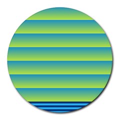 Line Horizontal Green Blue Yellow Light Wave Chevron Round Mousepads by Mariart