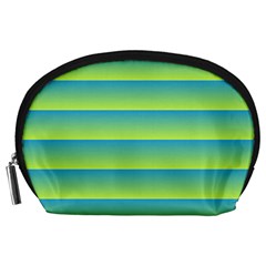 Line Horizontal Green Blue Yellow Light Wave Chevron Accessory Pouches (large)  by Mariart