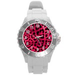 Leopard Skin Round Plastic Sport Watch (L)