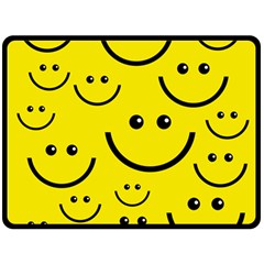 Linus Smileys Face Cute Yellow Fleece Blanket (large)  by Mariart