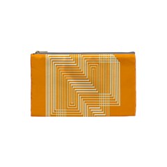 Orange Line Plaid Cosmetic Bag (small)  by Mariart