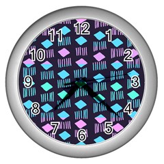Polkadot Plaid Circle Line Pink Purple Blue Wall Clocks (silver)  by Mariart