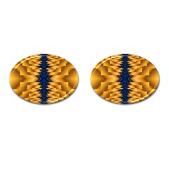 Plaid Blue Gold Wave Chevron Cufflinks (oval) by Mariart