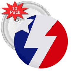 Three Colors Blue White Line Star 3  Buttons (10 Pack) 