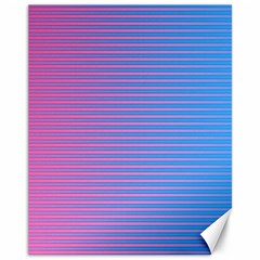 Turquoise Pink Stripe Light Blue Canvas 11  X 14  