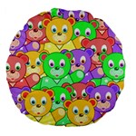 Cute Cartoon Crowd Of Colourful Kids Bears Large 18  Premium Flano Round Cushions Front