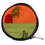 Sunset Orange Green Tree Sun Red Polka Mini Makeup Bags Front
