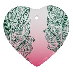 Toggle The Widget Bar Leaf Green Pink Heart Ornament (two Sides) by Mariart