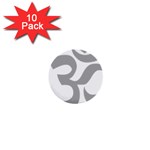 Hindu Om Symbol (Light Gray) 1  Mini Buttons (10 pack) 
