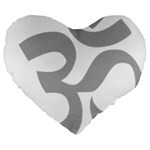 Hindu Om Symbol (Light Gray) Large 19  Premium Flano Heart Shape Cushions