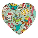 Summer Up Pattern Heart Ornament (Two Sides)