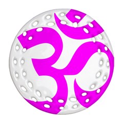 Hindu Om Symbol (magenta) Round Filigree Ornament (two Sides) by abbeyz71