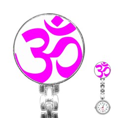 Hindu Om Symbol (magenta) Stainless Steel Nurses Watch