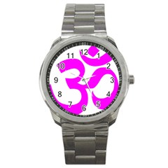 Hindu Om Symbol (magenta) Sport Metal Watch