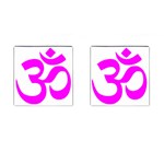 Hindu Om Symbol (Magenta) Cufflinks (Square) Front(Pair)