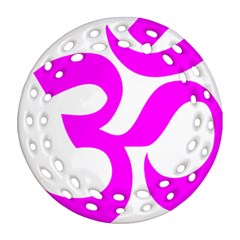 Hindu Om Symbol (magenta) Round Filigree Ornament (two Sides)