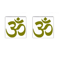 Hindi Om Symbol (olive) Cufflinks (square)