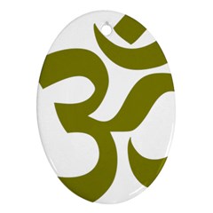 Hindi Om Symbol (olive) Oval Ornament (two Sides)