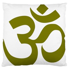 Hindi Om Symbol (olive) Large Flano Cushion Case (one Side)