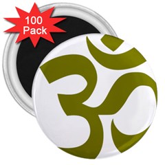 Hindu Om Symbol (olive) 3  Magnets (100 Pack)