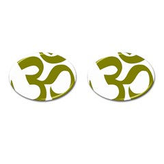 Hindu Om Symbol (olive) Cufflinks (oval)