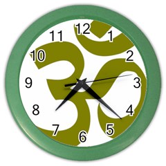 Hindu Om Symbol (olive) Color Wall Clocks