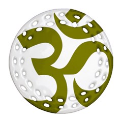 Hindu Om Symbol (olive) Ornament (round Filigree)