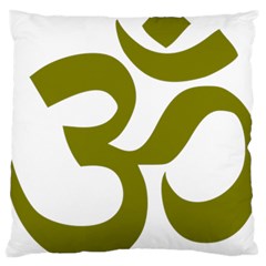 Hindu Om Symbol (olive) Large Cushion Case (two Sides)