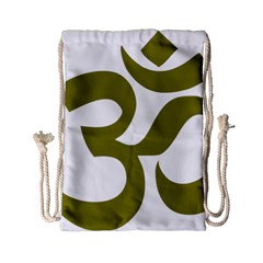 Hindu Om Symbol (olive) Drawstring Bag (small)