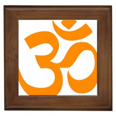 Hindu Om Symbol (orange) Framed Tiles