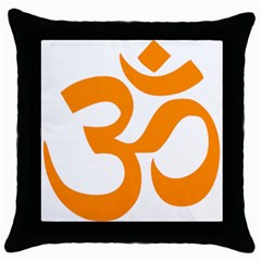 Hindu Om Symbol (orange) Throw Pillow Case (black)