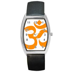 Hindu Om Symbol (orange) Barrel Style Metal Watch