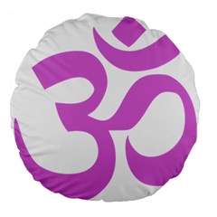 Hindu Om Symbol (bright Purple) Large 18  Premium Flano Round Cushions by abbeyz71