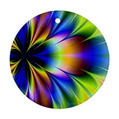 Bright Flower Fractal Star Floral Rainbow Ornament (round) by Mariart