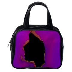 Buffalo Fractal Black Purple Space Classic Handbags (one Side) by Mariart