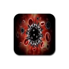 Cancel Cells Broken Bacteria Virus Bold Rubber Coaster (square)  by Mariart
