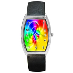 Complex Orange Red Pink Hole Yellow Green Blue Barrel Style Metal Watch by Mariart