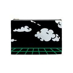 Illustration Cloud Line White Green Black Spot Polka Cosmetic Bag (medium) 