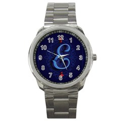 Marquis Love Dope Lettering Blue Red Alphabet E Sport Metal Watch