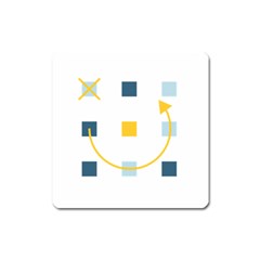 Plaid Arrow Yellow Blue Key Square Magnet by Mariart
