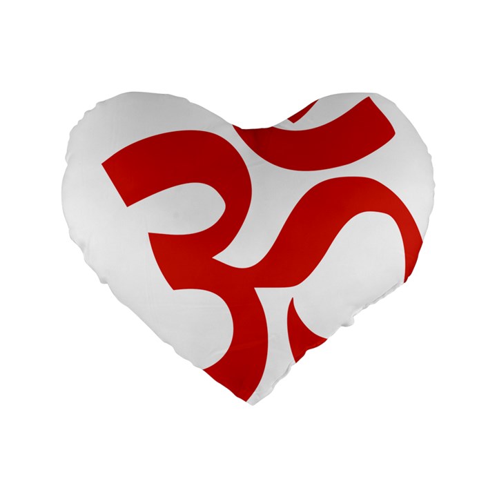 Hindu Om Symbol (Red) Standard 16  Premium Flano Heart Shape Cushions