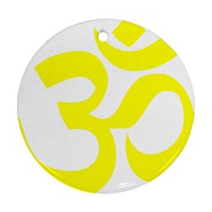 Hindu Om Symbol (maze Yellow) Round Ornament (two Sides) by abbeyz71