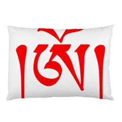 Tibetan Om Symbol (red) Pillow Case (two Sides) by abbeyz71
